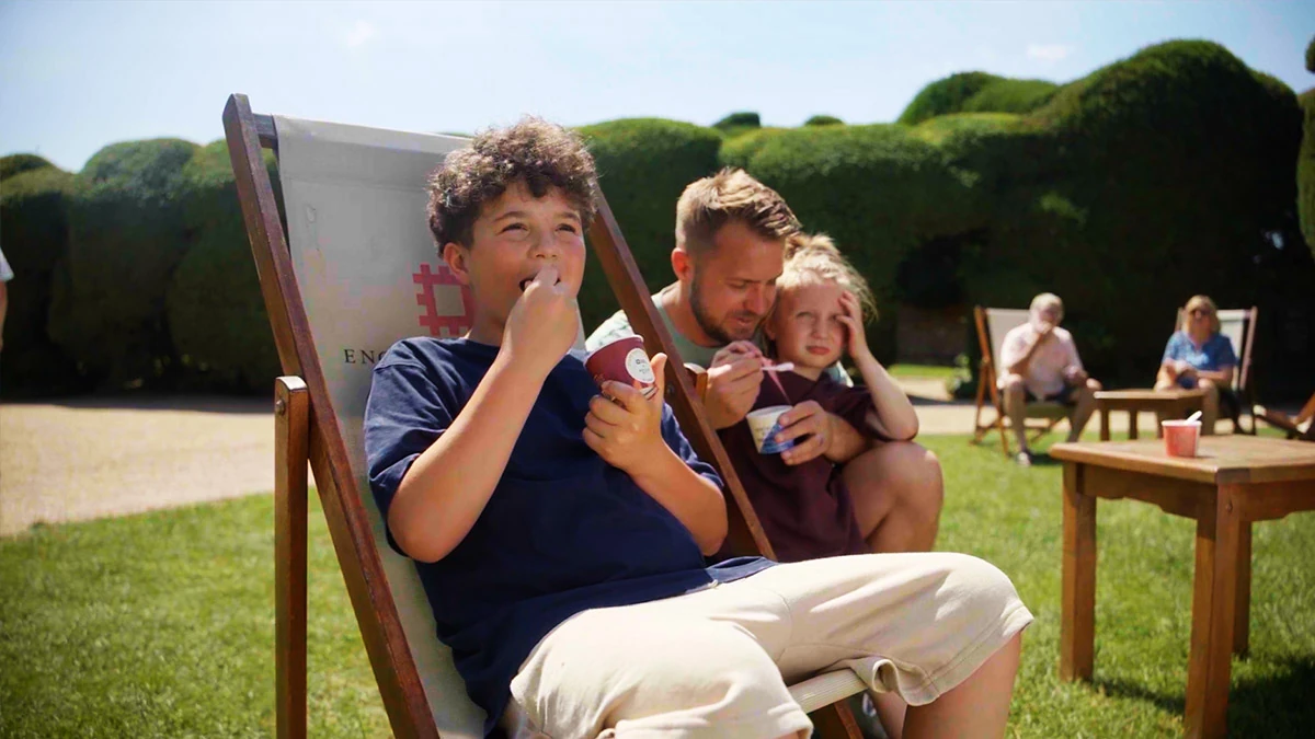 Family enjoying a day out in the English Heritage advert